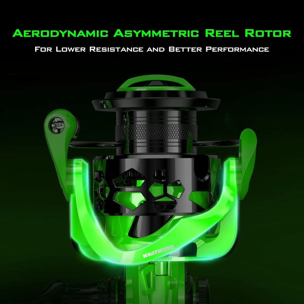 3000 Spinning Reel 5.6Oz Oversized Stainless Steel Main Shaft-Green 7+1-Zephyr Green