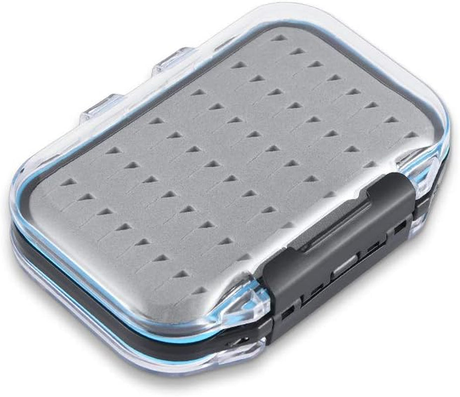 Fly Boxes for Fly Fishing Jig Boxes Two-Sided Waterproof Lightweight Fly Fishing Box Easy Grip Transparent Lid Fly Fishing Lures Box, 4.1"X 3.0"X 1.2", Grey
