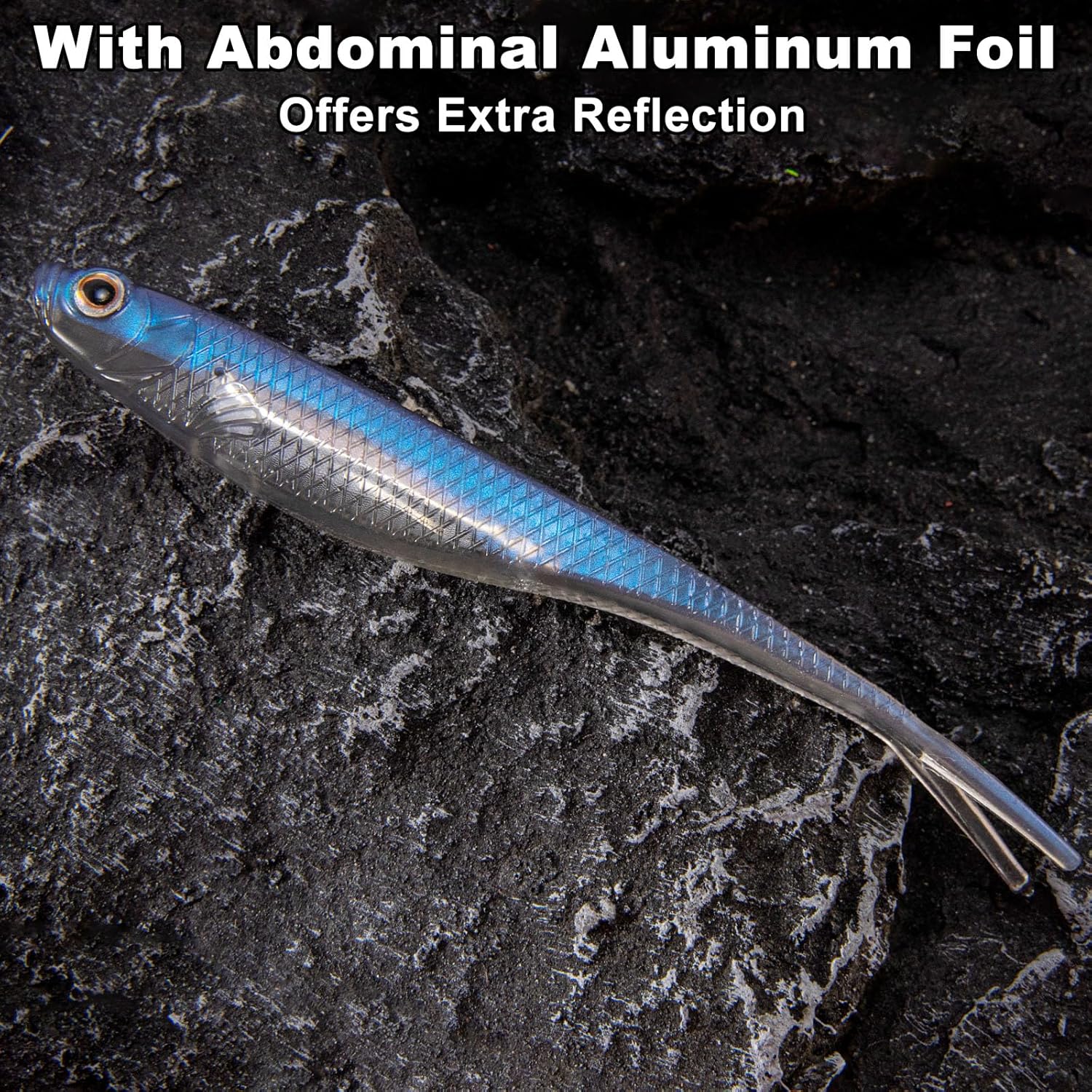 Dr.Fish Soft Plastic Baits, Fork Tail Soft Jerkbait Minnow Lures, 3 to 4-3/4 Inches Soft Swimbaits Jerk Shad Baits Crappie Bass Fishing Lures