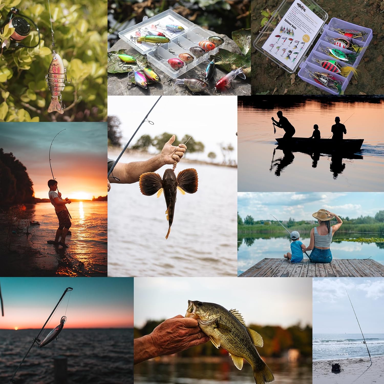 𝗘𝗫𝗔𝗨𝗥𝗔𝗙𝗘𝗟𝗜𝗦 5PCS Fishing Lures Whopper Plopper Lure WhopperLures Kit Plopping Bass Lure Floating Pencil BassBait Topwater Fishing Lures withTackle Box