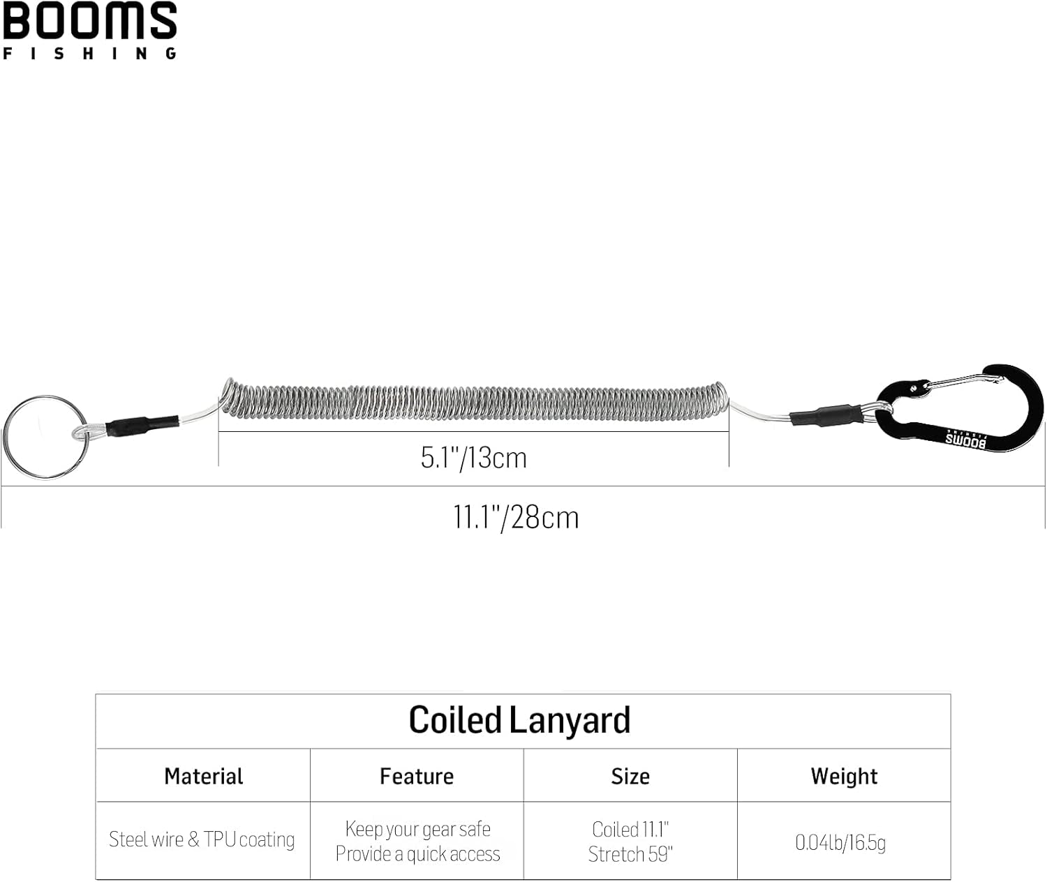 T04 Fishing Lanyards Fishing Tool/Pole Safety Coil Lanyard Retractable Wire inside Tup Cover