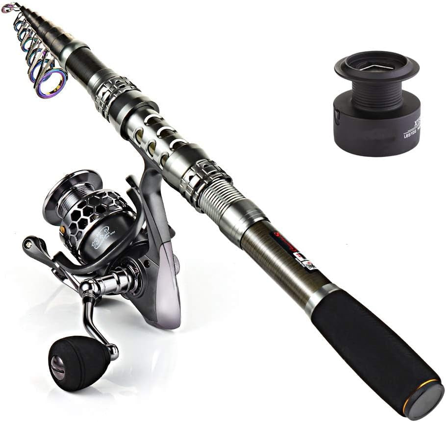 Telescopic Fishing Rod Reel Combos with Carbon Fiber Fishing Pole Spinning Reels and Fishing Accessories