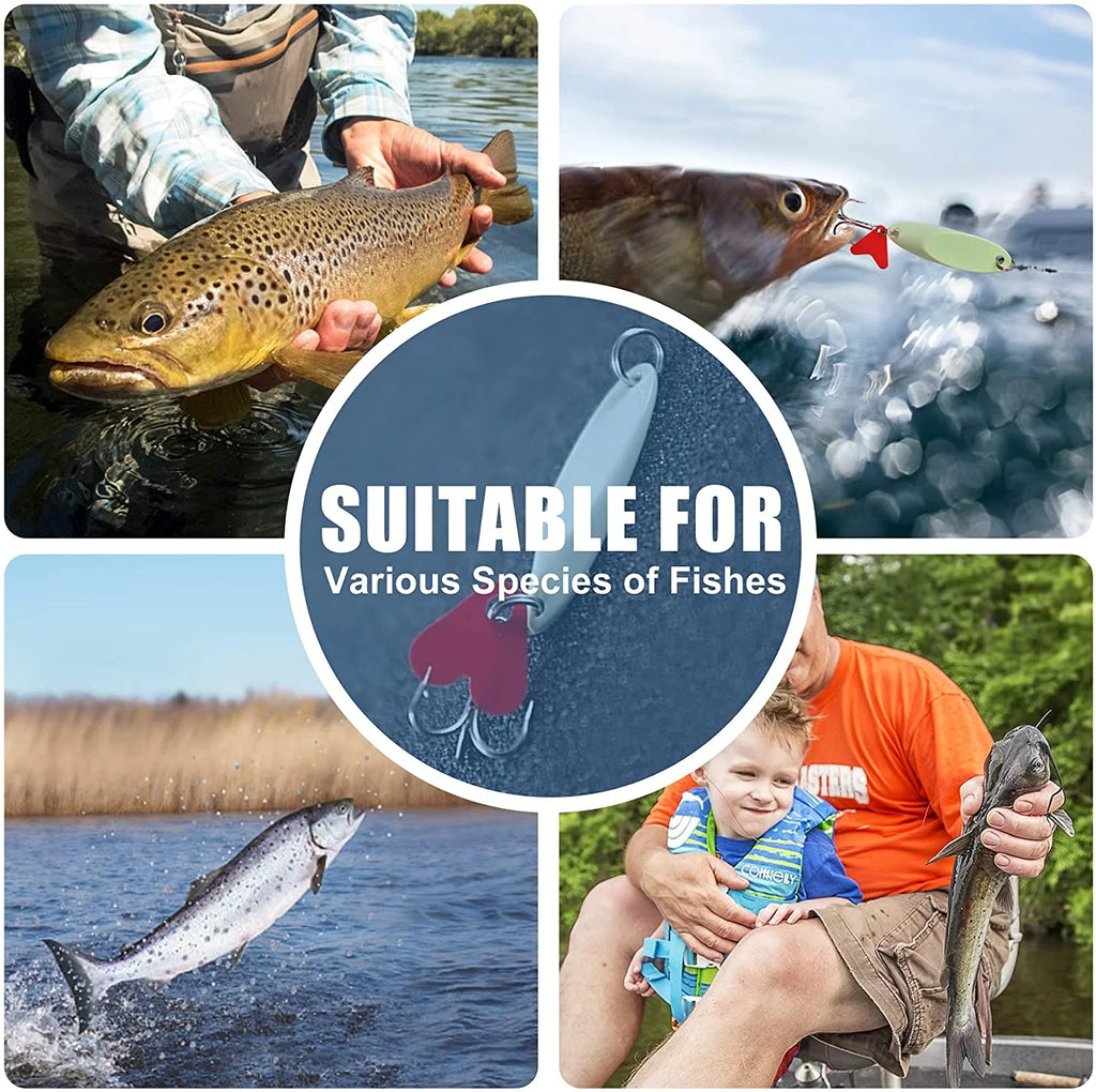 Spinner Bait Fishing Lures for Trout Bass Salmon with Sharp Treble Hooks