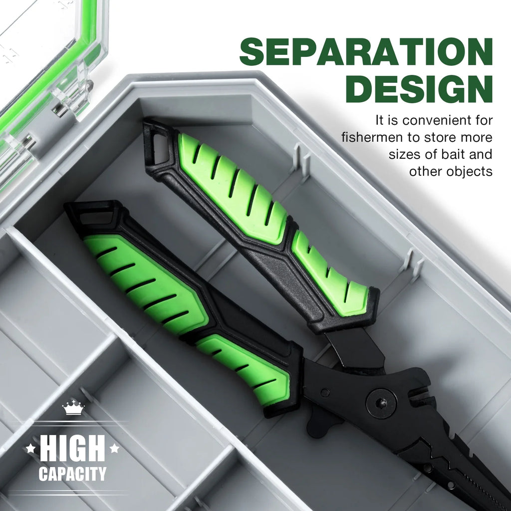 Ghosthor Plastic Fishing Tackle Box Organizer,Waterproof 3600 and 3700 Tackle Trays with Removable Partition,Fishing Lures/Bait/Gear Storage, 3600 1Pc