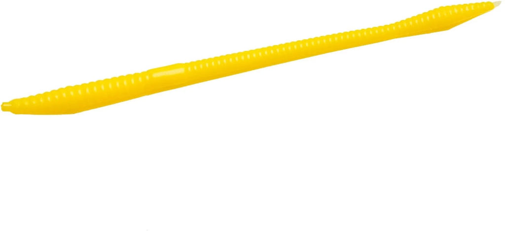 Trick Worm Freshwater Bass Fishing Soft Bait, Yellow, 6 1/2", 20-Pack