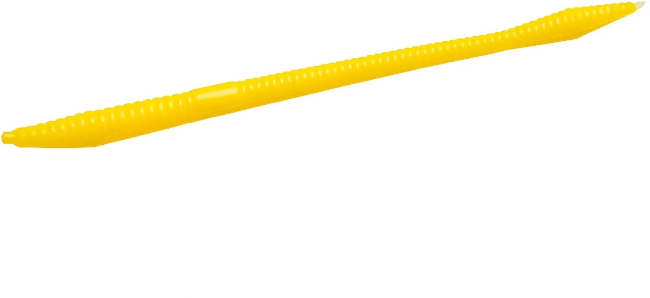 Trick Worm Freshwater Bass Fishing Soft Bait, Yellow, 6 1/2", 20-Pack