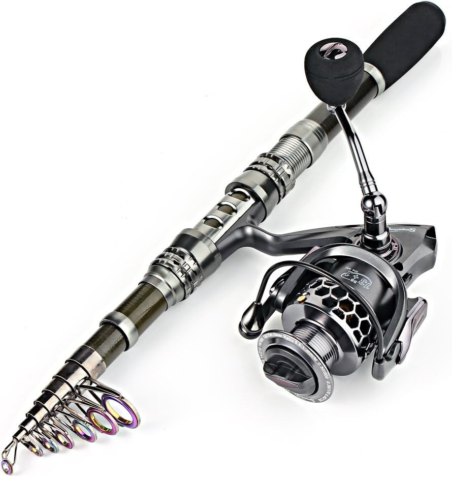 Telescopic Fishing Rod Reel Combos with Carbon Fiber Fishing Pole Spinning Reels and Fishing Accessories