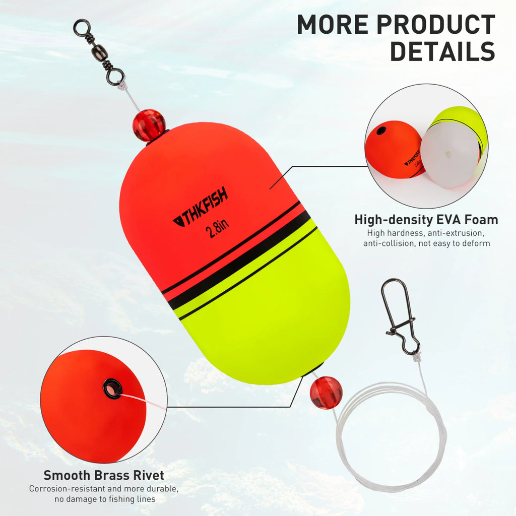 Fishing Slip Bobbers,Eva Foam Popping Floats Weighted,Oval Integral,Slip Bobbers Floats for Freshwater and Saltwater Inshore,8Pcs