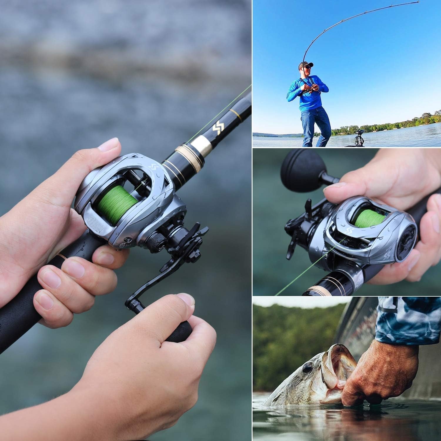Baitcasting Fishing Reel High Speed Baitcaster with 9+1 Ball Bearings, Gear Ratio 8.0:1, Magnetic Brake System Power Handle Casting Reels
