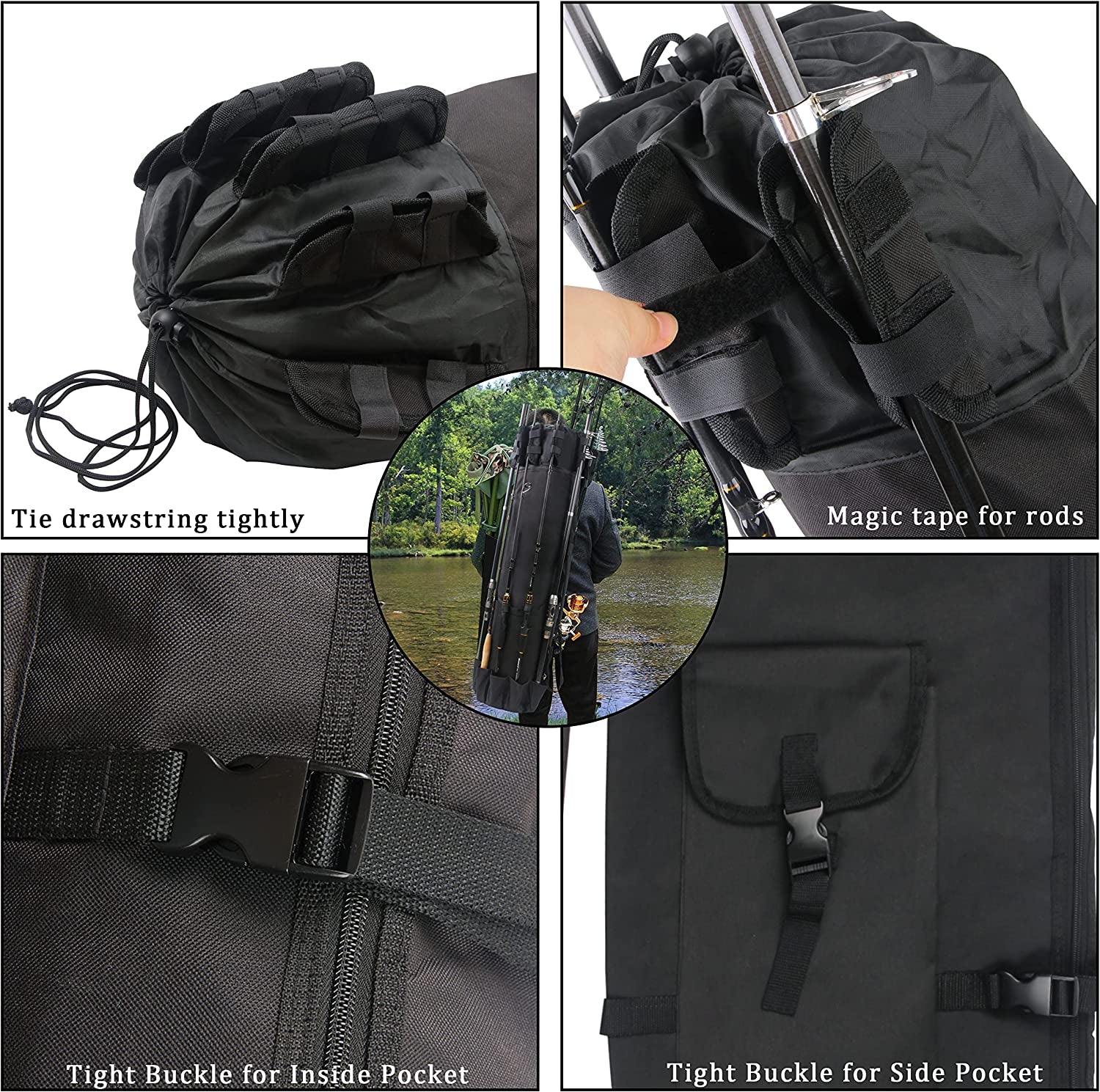 Fishing Rod Case Pole Bag Reel Case Large Capacity Waterproof Travel Carry Bag Fishing Gifts for Men