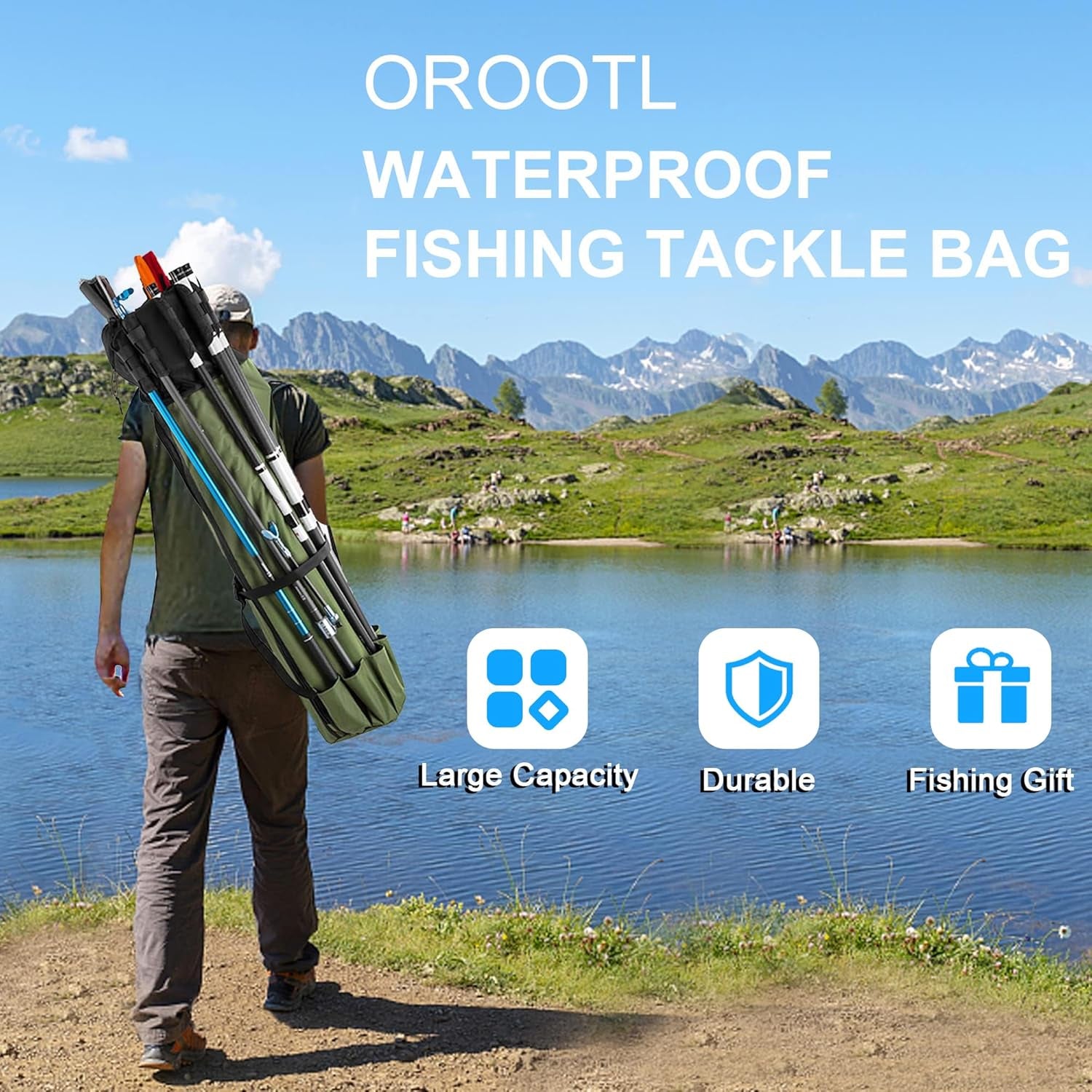 Fishing Rod Bag Pole Case, Portable Large Capacity Fishing Pole Carrier Case Oxford Waterproof Fishing Rod Organizer Travel Bag Fishing Gift for Men