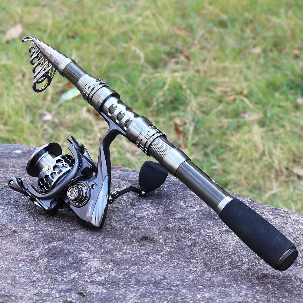Telescopic Fishing Rod Reel Combos with Carbon Fiber Fishing Pole Spinning Reels and Fishing Accessories