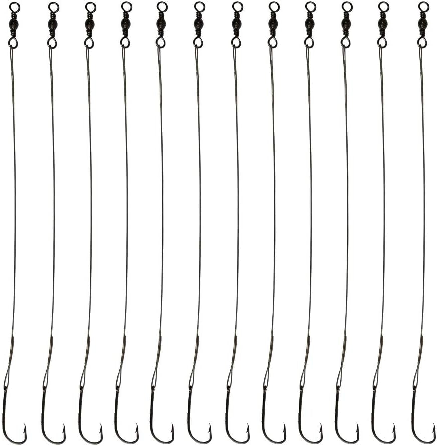 20Pcs Wire Leader Hook Rigs Baitholder Fishing Hook Nylon Coated Fishing Wire Leader with Swivel