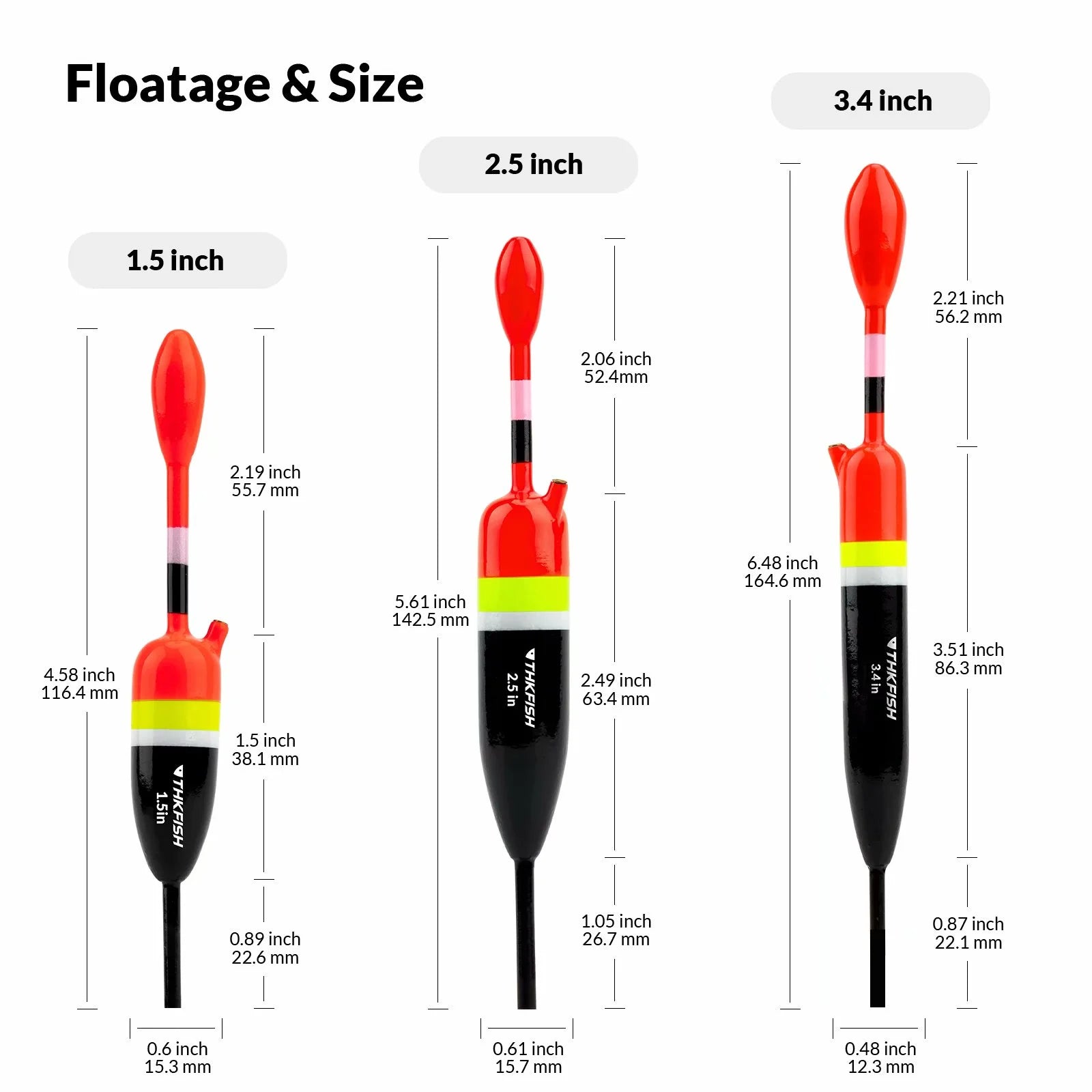 Fishing Bobbers Fishing Floats and Bobbers Slip Bobbers for Fishing Balsa Floats Crappie Fishing Bobbers Floatage 1/10Oz(2.49"X0.61"X5.61")-5Pcs