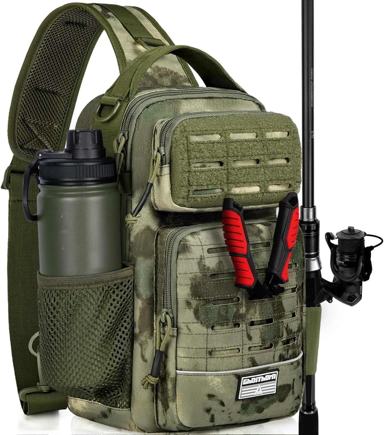 Fishing Backpack Tackle Sling Bag -Lightweight Sling Tackle Storage Bag- Fishing Backpack with Rod Holder Gifts for Mother Father