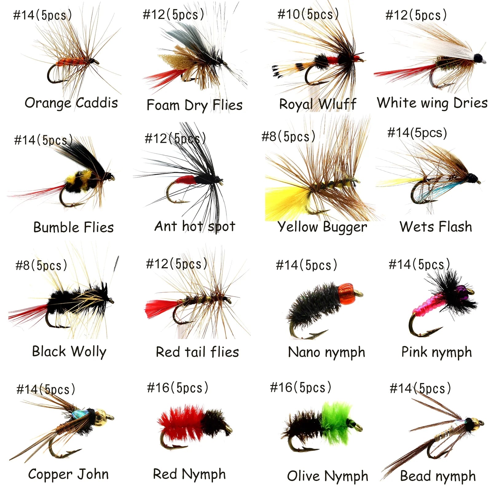 Flies Assortment Fishing Lures Kit for Trout, 100 Count