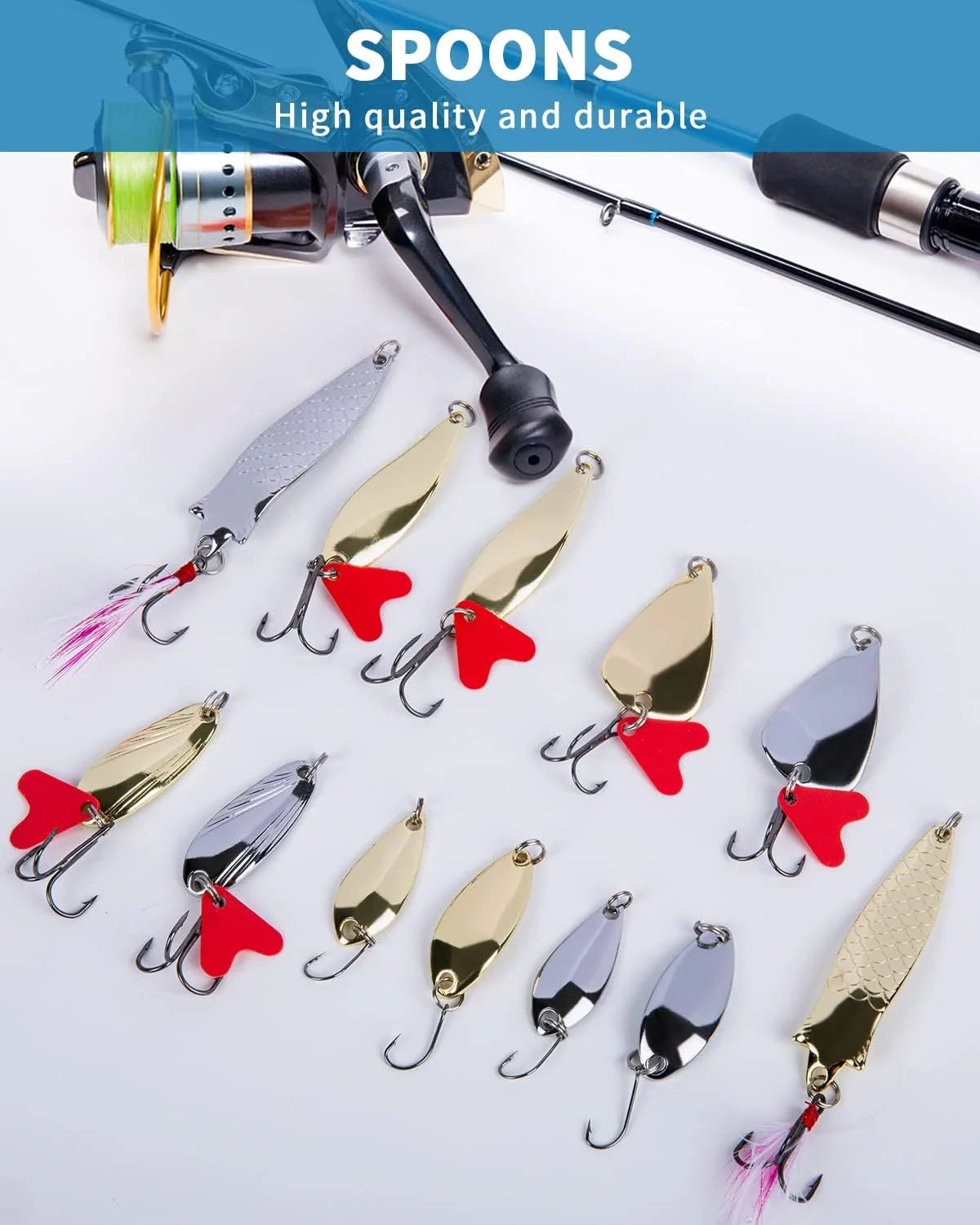 Fishing Lures 380Pcs Fishing Gear for Bass Trout Salmon Fishing Kit Tackle Box with Plugs Jigs Crankbaits Spoon Poppers Soft Plastics Worms and More Fishing Accessories Fishing Gifts for Men