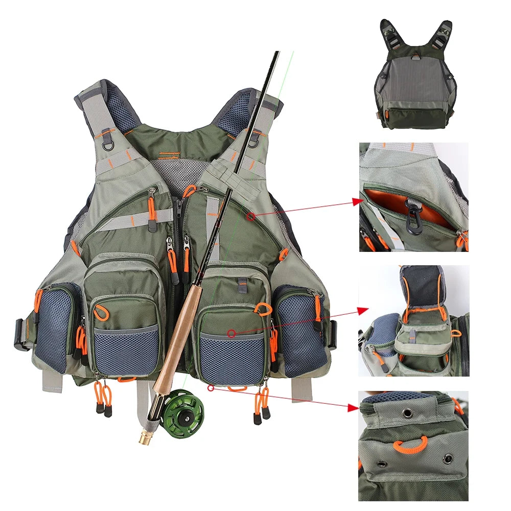 Fly Fishing Vest Pack Adjustable for Men and Women,Green