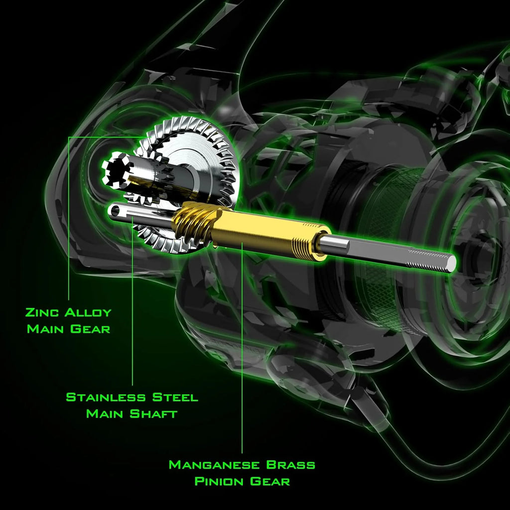 3000 Spinning Reel 5.6Oz Oversized Stainless Steel Main Shaft-Green 7+1-Zephyr Green