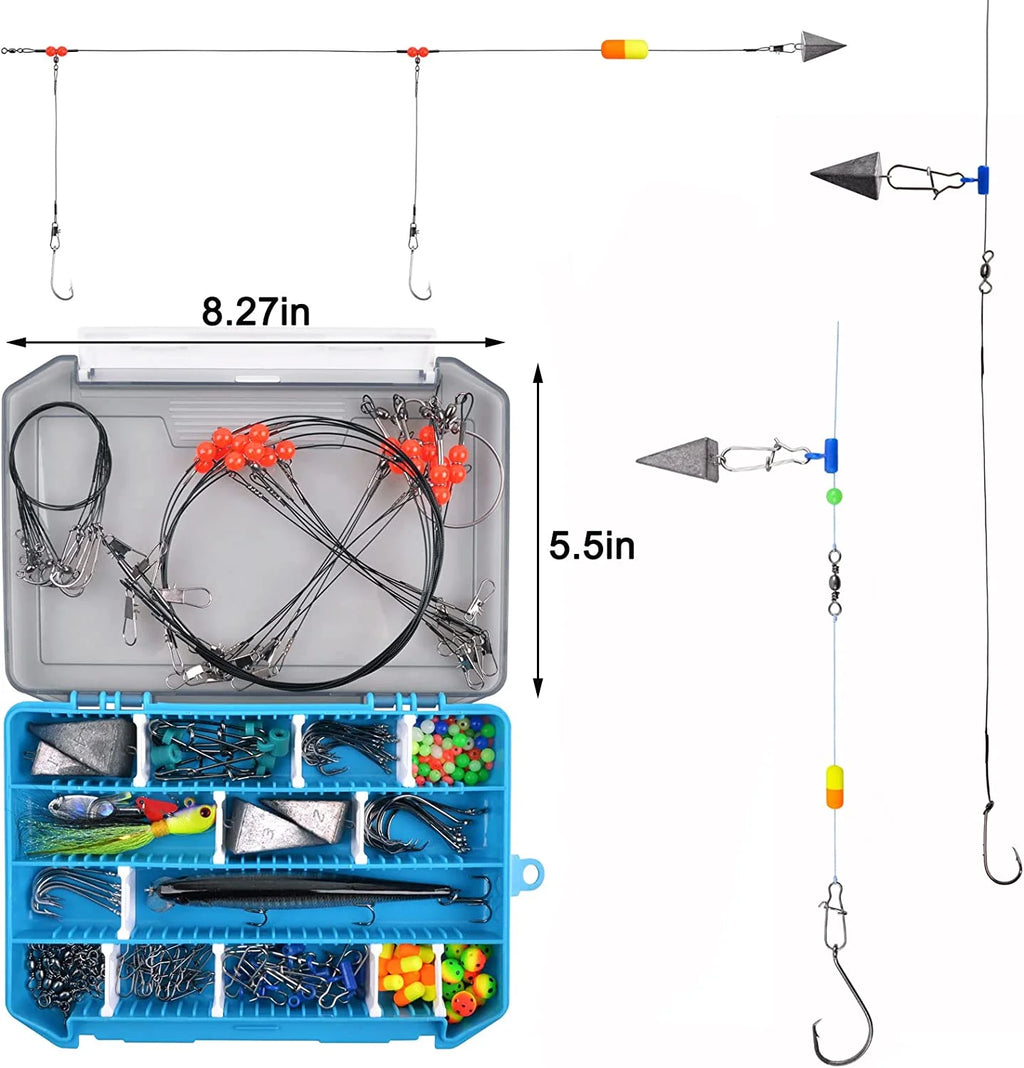 Surf Fishing Tackle Kit with Fishing Hooks Swivels